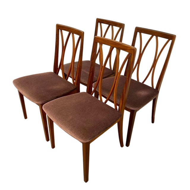 Set of 4 Mid Century Modern Dining Chairs With Sculptural Back Design, Uk Import For Sale - Image 9 of 9