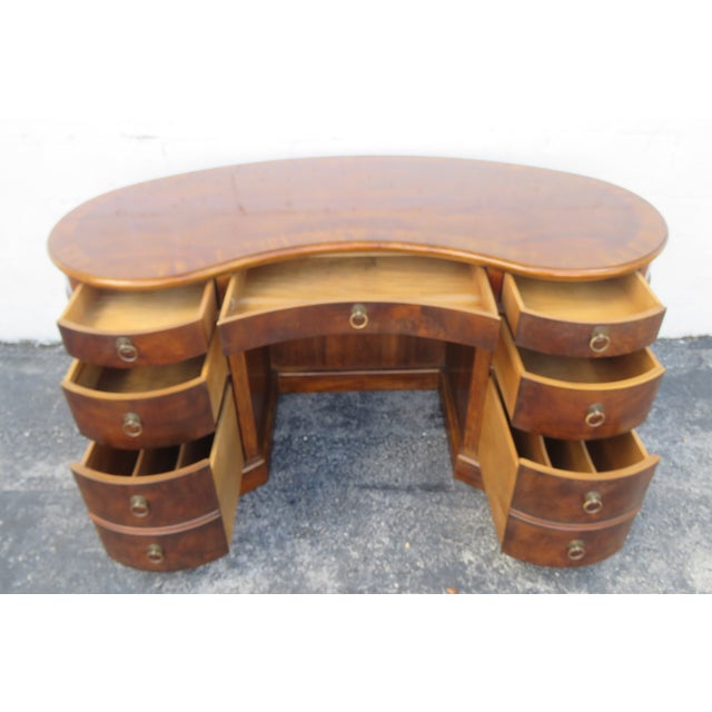 Drexel Heritage Flame Mahogany Kidney Shaped Executive Desk With Bookcase 6084 For Sale - Image 14 of 18