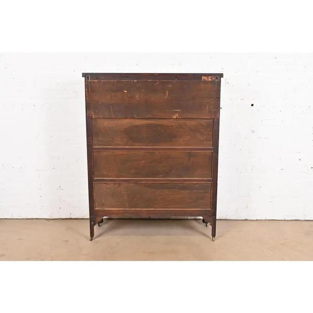 R. J. Horner Style Antique American Empire Oak Bow Front Bookcase Cabinet With Lion's Paw Feet, Circa 1890 For Sale - Image 11 of 12