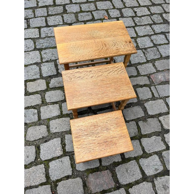 Wood Nesting Tables in Oak by Carl Eriksen for Cemo Möbel Odense, Set of 3 For Sale - Image 7 of 11