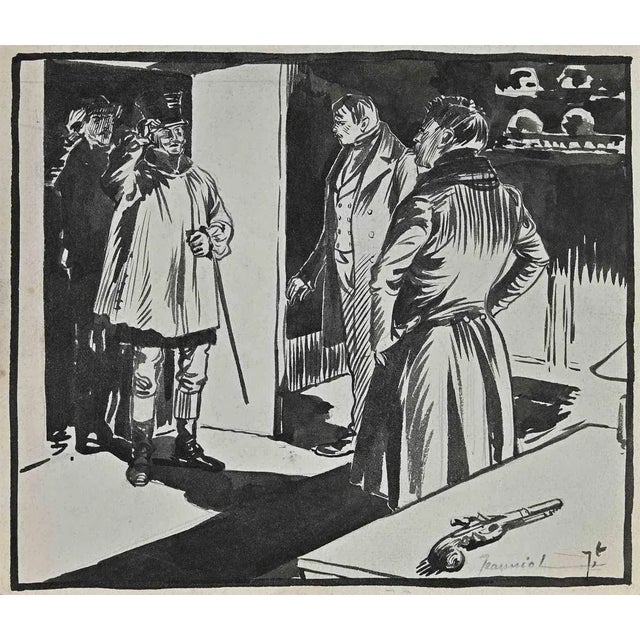 Meeting is an original china ink drawing realized by painter Pierre Georges Jeanniot (1848-1934). Hand-signed on the lower...