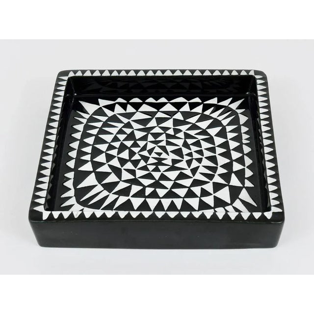 Black & White Ceramic Domino Plate by Stig Lindberg for Gustavsberg, Sweden, 1950s For Sale - Image 6 of 10
