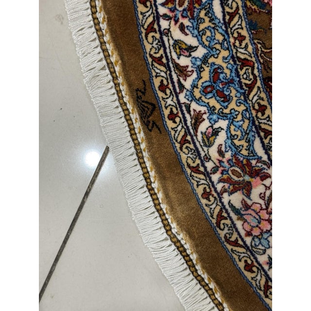Exquisite Silk Round Rug With Imperial Hunting Scene Carpet For Sale - Image 15 of 18