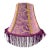 Vintage Purple Velvet Leaf Lamp Shade With Gold Trim & Purple Chainette Fringe For Sale