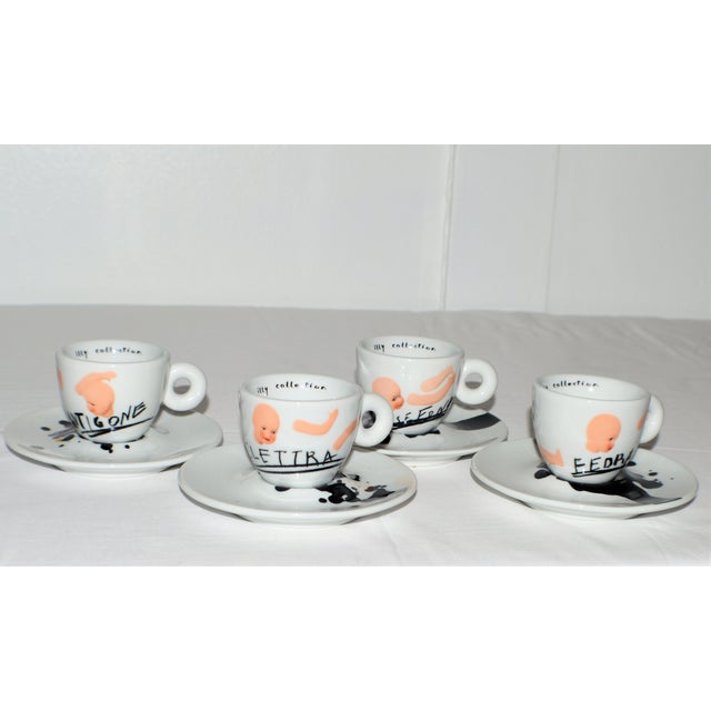 2005 Illy Art Collection Jannis Kounellis Baby Demitasse Cups & Saucer