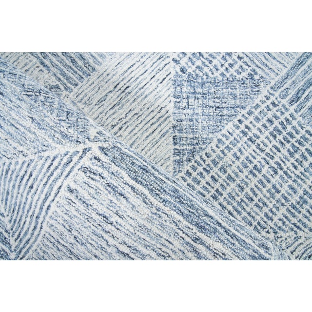 Exquisite Rugs Exquisite Rugs Geometric Tufted New Zealand Wool & Cotton Navy Blue/Ivory Rug-8'X10' For Sale - Image 4 of 7