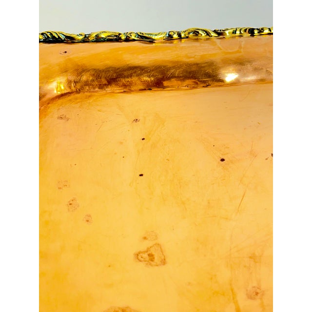 Vintage French Provincial Brass and Copper Two Handle Serving Cocktail Tray For Sale - Image 16 of 18