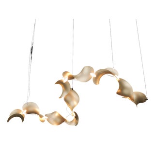 Dune 10 Curve Chandelier with Shades in Gold Metallic Tone by Daniel Becker for Moss Objects For Sale