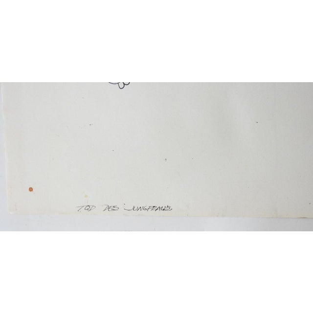 Vintage late 20th century pen and ink on paper abstract drawing of dancing nude female figures. Unsigned, titled in German...