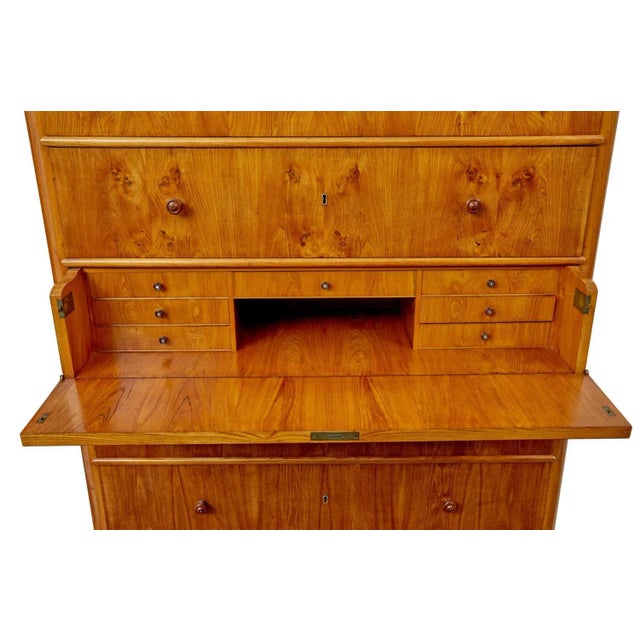Tall 19th Century Elm Secretaire Chest of Drawers For Sale - Image 5 of 12
