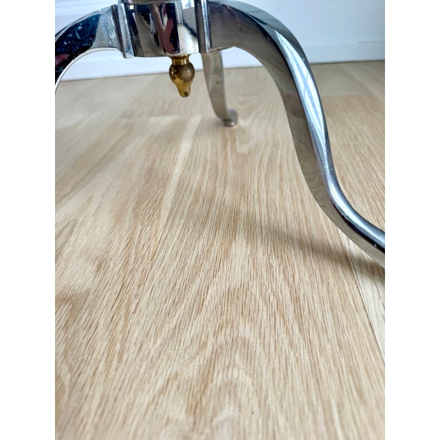 Maison Jansen French Jansen-Style Adjustable Height Martini Table in Chrome, Brass & Marble, Circa 1970s For Sale - Image 4 of 7