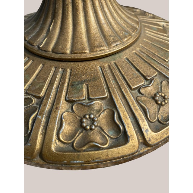 An Early 20th C Original Miller Table Lamp Dogwood Pattern Slag Glass Shade For Sale - Image 15 of 15