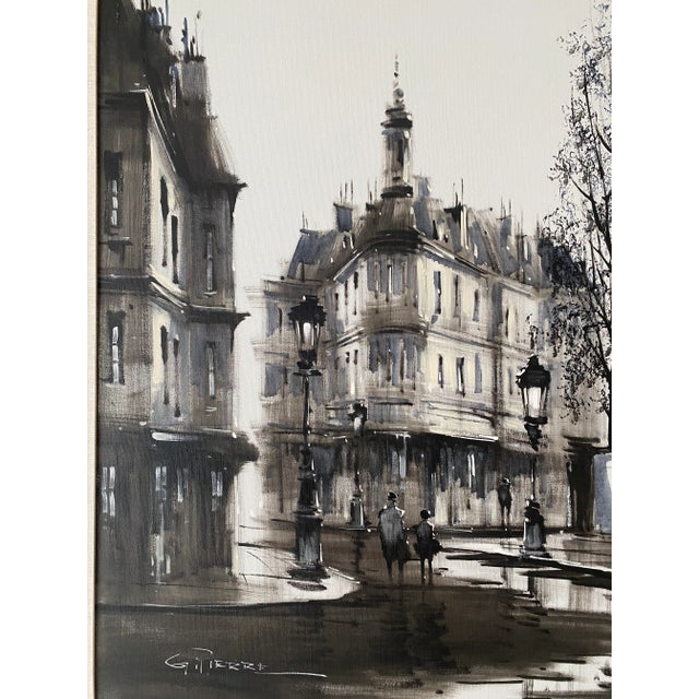 Gaston Pierre Original Oil on Canvas Paris Cityscape Painting Framed 41" X 41" Mint Condition Mid 20th Century For Sale - Image 11 of 11