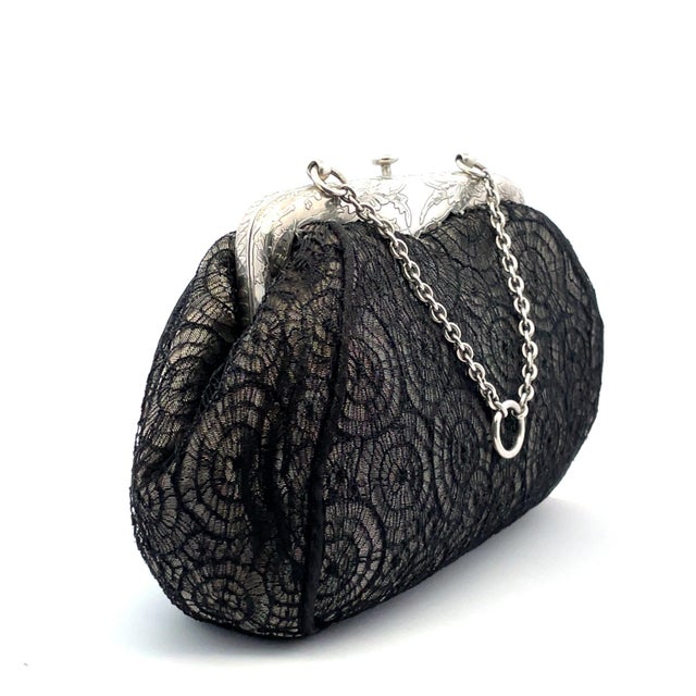 Traditional Tiffany & Co. Antique Floral Engraved Frame With Chain Handle Purse-1900s For Sale - Image 3 of 6