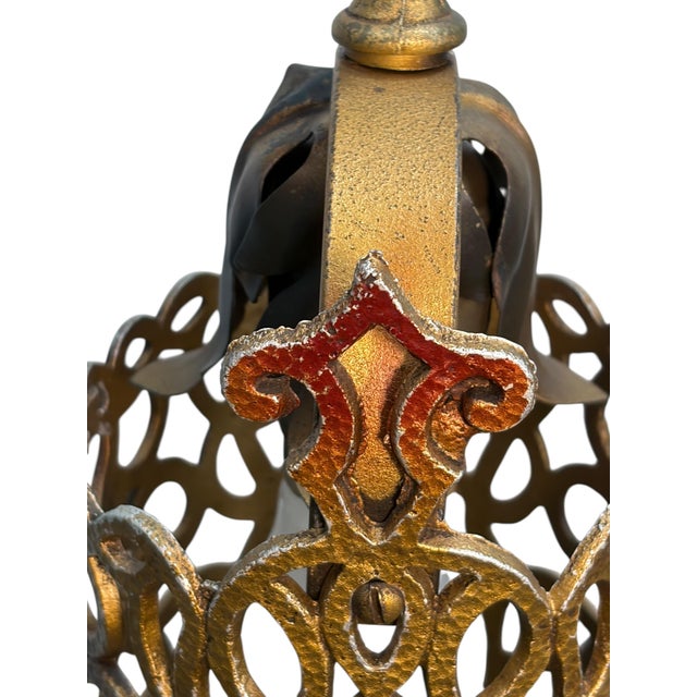 1920s Tall Spanish Revival Hallway Light With Original Paint Finish #2604 For Sale In Los Angeles - Image 6 of 13