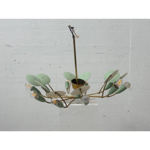 Gold Mid-Century Italian Chandelier in Brass, 1950s For Sale - Image 8 of 11