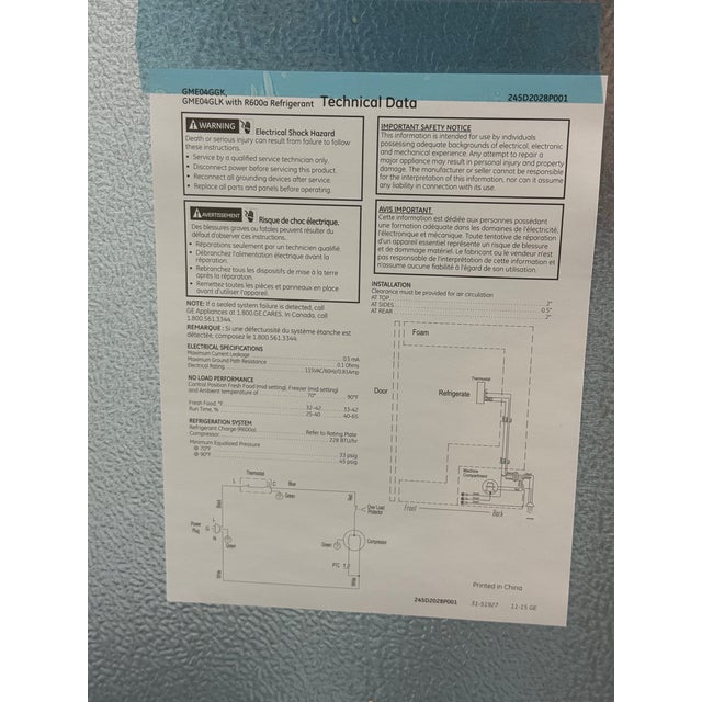 Ge Appliances Undercounter Refrigerator For Sale - Image 12 of 12