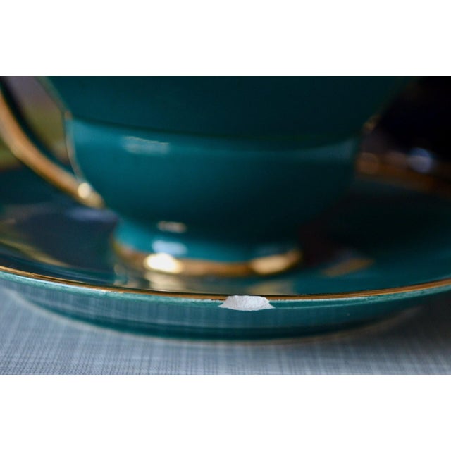 Art Deco Harlequin Coffee Service in Colored and Gilded Porcelain, 1940s, Set of 15 For Sale - Image 17 of 18