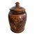 Mid 20th Century Hand-Carved Wooden Canister With Floral Relief, Rustic Folk Art Storage Vessel For Sale