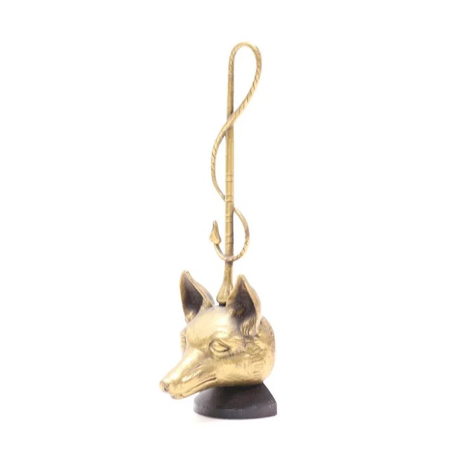 English Brass and Iron Fox Head Door Stop by Peerage, 1920s For Sale - Image 4 of 11