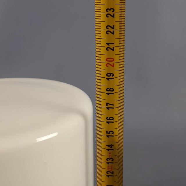 Modern Cylindrical Table Lamp in White Glass with Chrome Metal Base, 1970s For Sale - Image 15 of 16