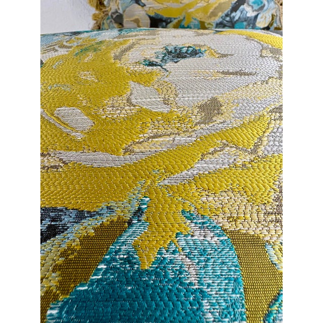 Blue Robert Allen Vibrant Tasseled Floral Silk Pillows/Pair For Sale - Image 8 of 9