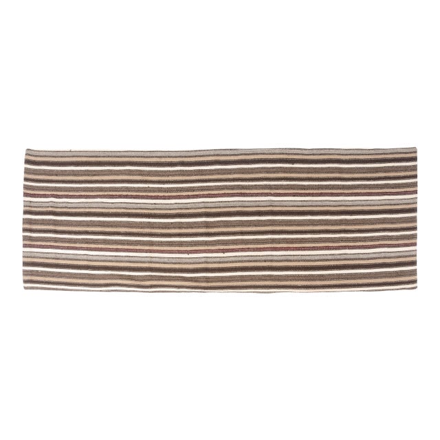 Organic Vintage Handwoven Kilim Runner For Sale