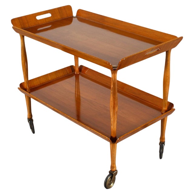 Vintage Italian Serving Cart in Bent Plywood, 1950s For Sale
