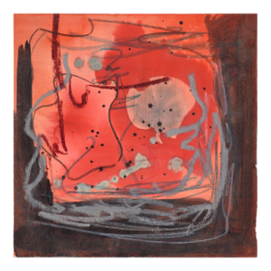 Red Black and Grey Abstract Expressionist in Acrylic and Pastel on Paper by Ricardo De Silva