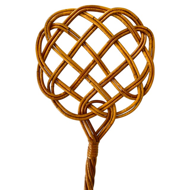 Bunny Williams Home Vintage Handwoven Rattan Rug Beater With Twisted Handle – English Country Cottage Decor For Sale - Image 4 of 8