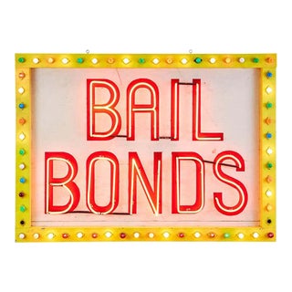 Midcentury Las Vegas Strip Neon Bail Bonds Sign Art For Sale