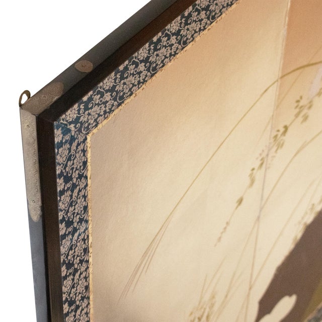 1970s Shōwa Era Japanese Byobu Screen "Chrysanthemums" on Silver Background For Sale - Image 16 of 18