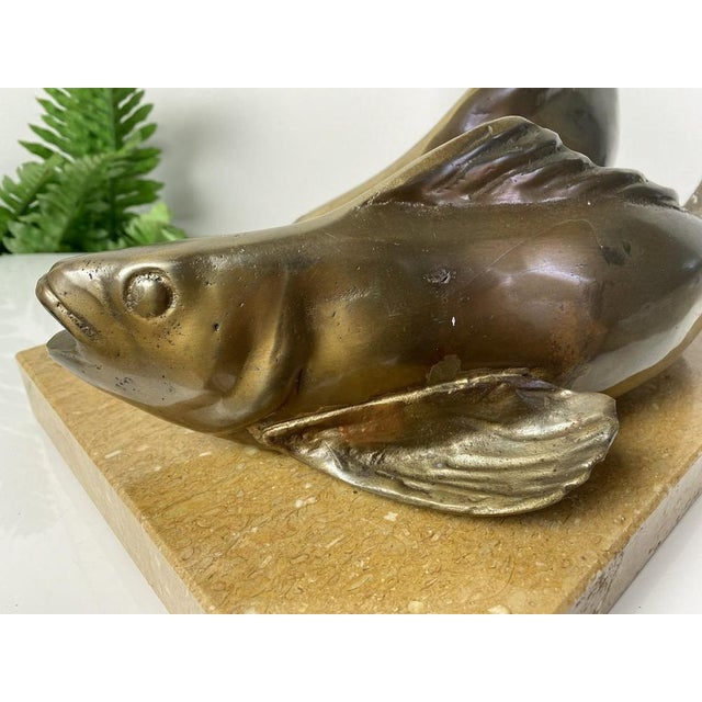 Bronze Koi Fish on Marble Base, 1930s For Sale - Image 13 of 17