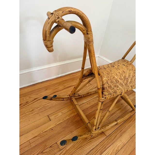 Large Mid-Century Franco Albini Bamboo Rattan Rocking Horse For Sale - Image 9 of 12