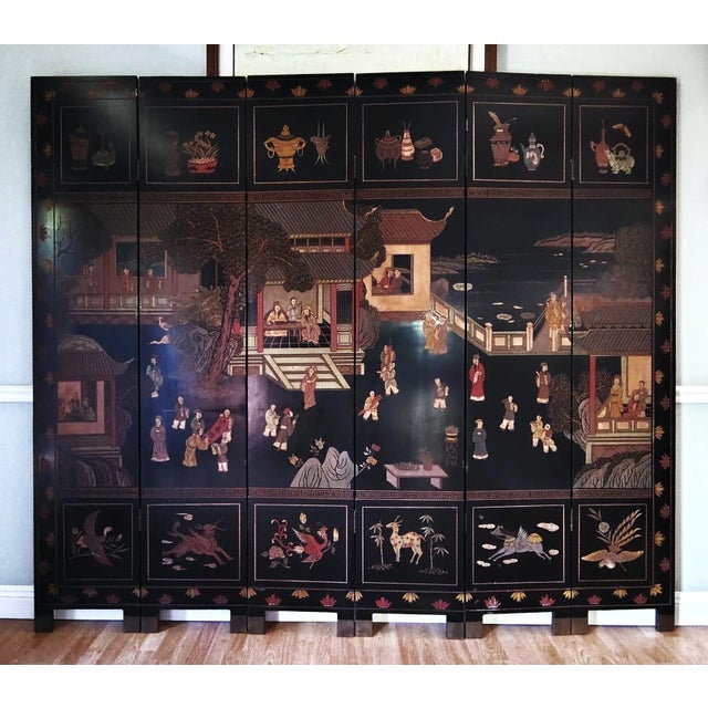 Chinese Six Large Panel Chinese Coromandel Export Screen For Sale - Image 3 of 12