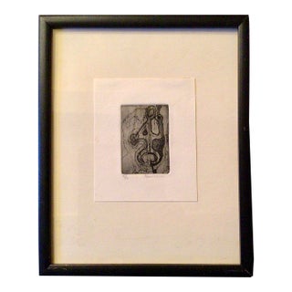 Framed Abstract Copper Plate Etching 4/6 by Gunther For Sale