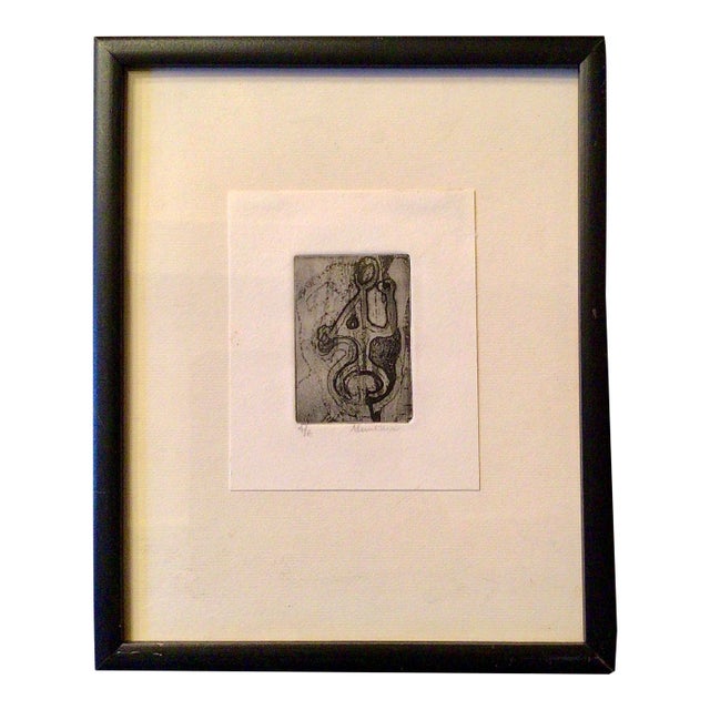 Framed Abstract Copper Plate Etching 4/6 by Gunther For Sale