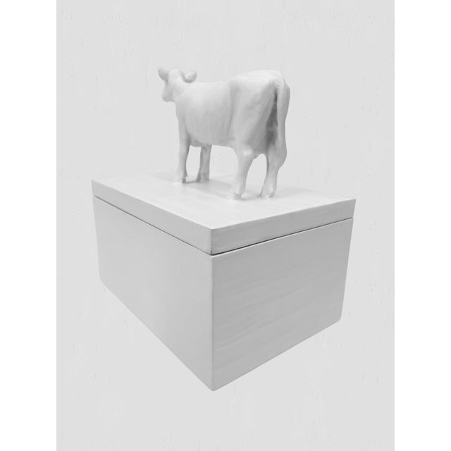 Oly Studio Oly Studio Frost White Cast Resin Cow Lidded Fable Box Animalia For Sale - Image 4 of 8