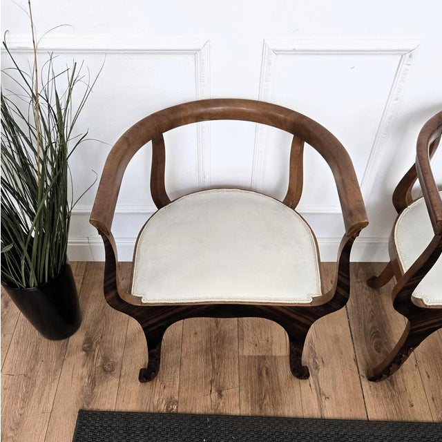 Mid-Century Art Deco Italian Briar Wood Lounge Armchairs, 1940s For Sale - Image 10 of 12