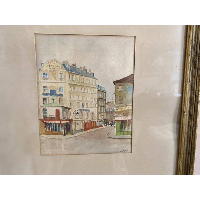 A. Paly, Parisian Street Scene with Berlin Bar, Watercolor, Framed For Sale - Image 4 of 17