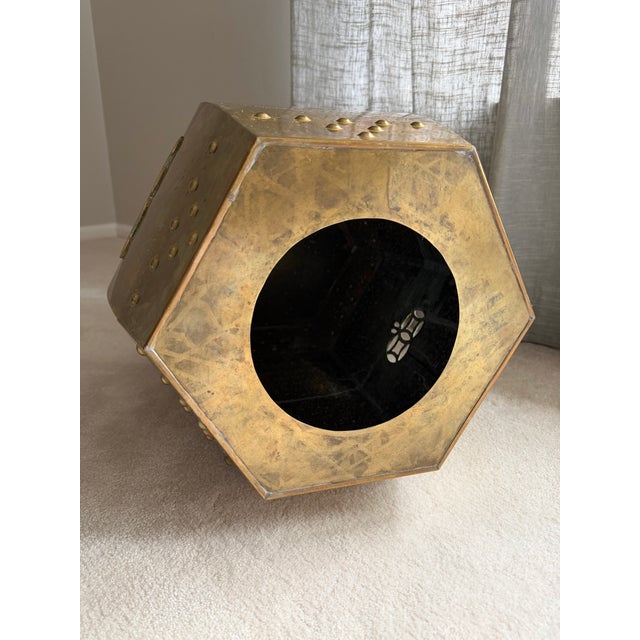 1970s Hollywood Regency Brass Garden Stool / Side Table For Sale - Image 10 of 10