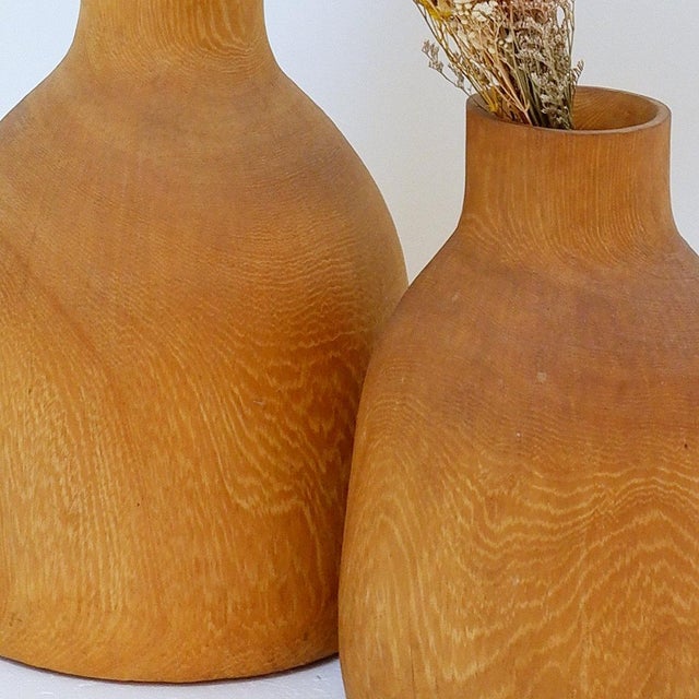 Vintage Decorative Vases in Paulownia Wood, Set of 2 For Sale - Image 4 of 9
