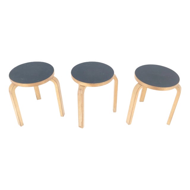 Set of 3 Early Round Nesting Side Occasional Tables by Alvar Aalto Mid Century For Sale