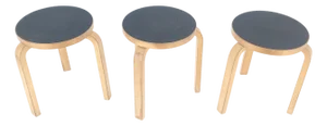 Set of 3 Early Round Nesting Side Occasional Tables by Alvar Aalto Mid Century