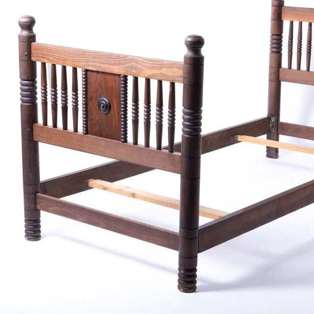 Brown 1940's French Carved Wood Bed Attributed to Charles Dudouyt For Sale - Image 8 of 12