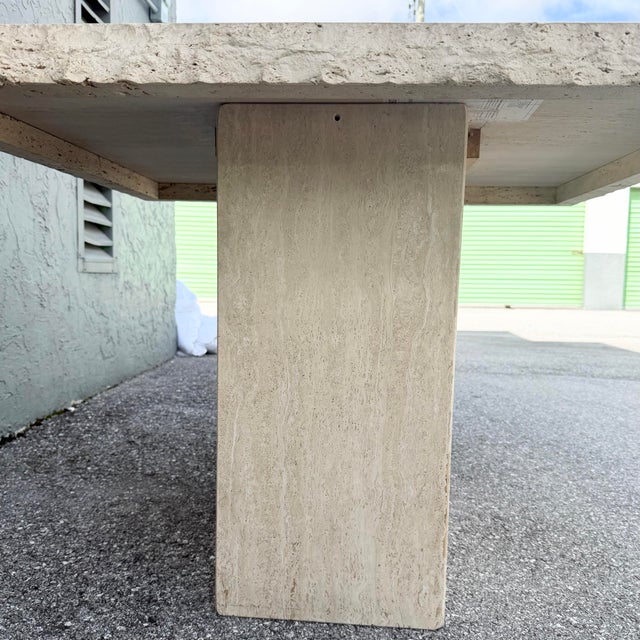 Ivory Vintage Italian Travertine Square Top Dining Table For Sale - Image 8 of 11