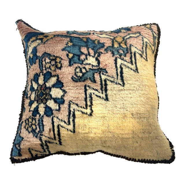 Pillow W./Antique Persian Rug Fragment, 1'4" X 1'4" For Sale