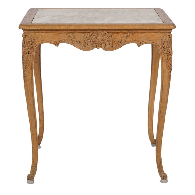 Antique French Provincial Marble Top Side Table.