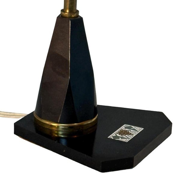 Glass Vintage Art Deco Table Lamp with Stained Glass Shade and Decorative Base, Ukraine, 1960s For Sale - Image 7 of 9