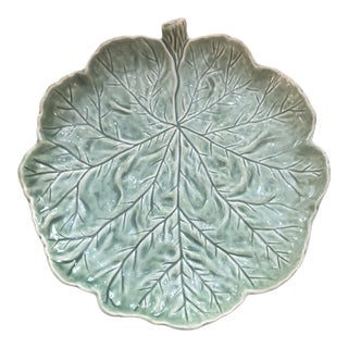 Vintage Bordallo Pinhiero Majolica Geranium Leaf Platter For Sale